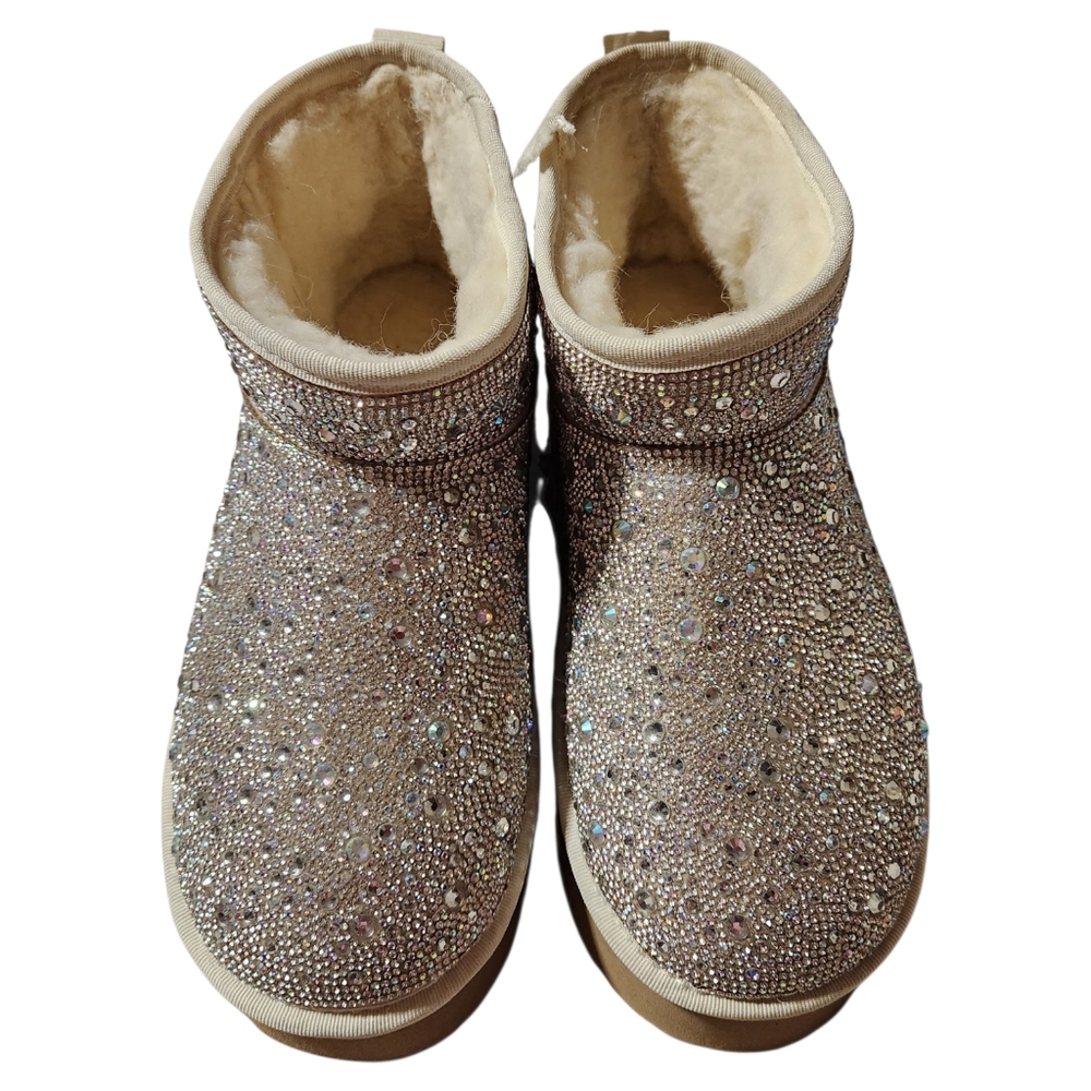 Hey Girl by Corkys Womens Sz 6 Booties "Homebody" All Over Rhinestone Platform - Picture 2 of 13